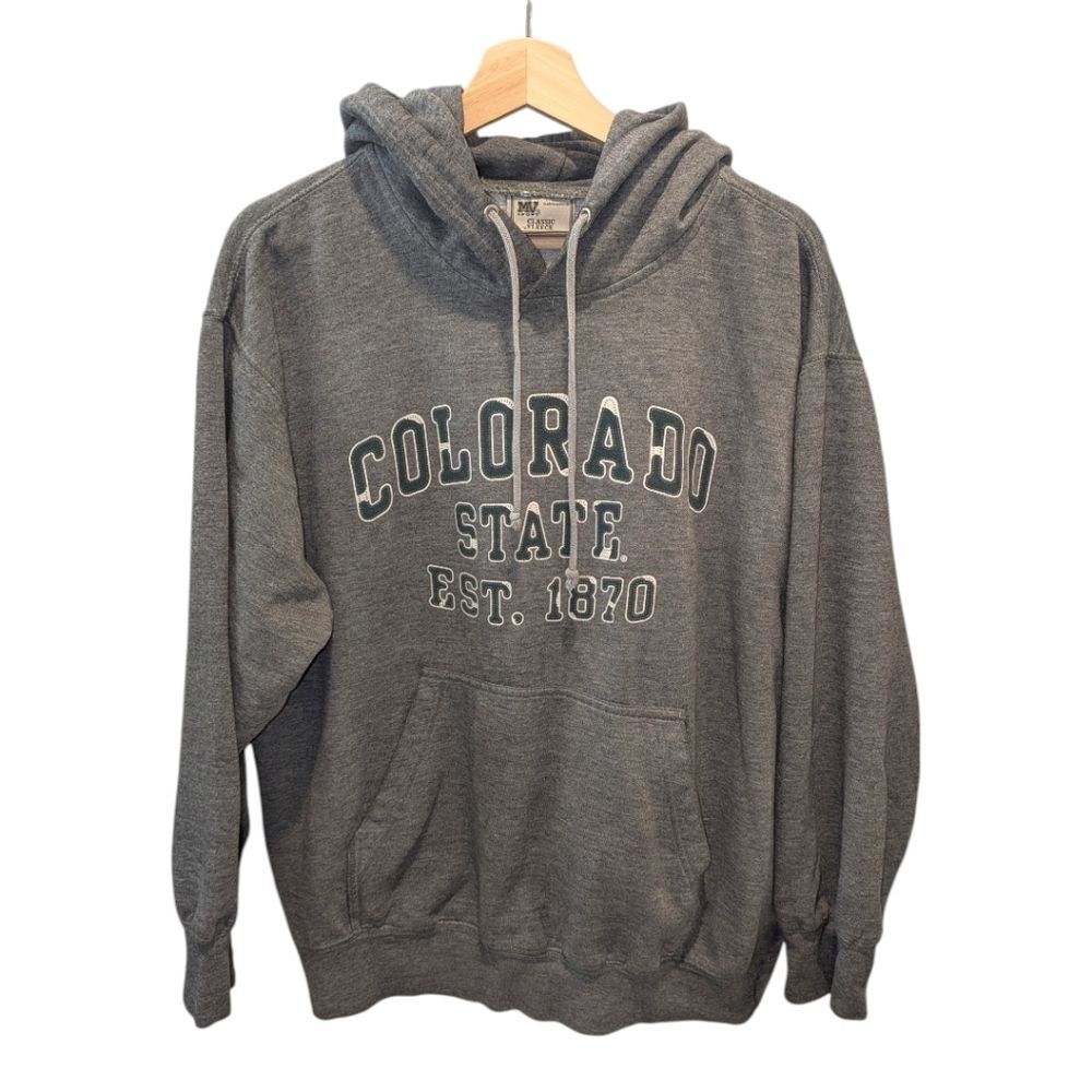 Vintage Colorado State Rams Hoodie Gray Green Large Fleece College Sweatshirt